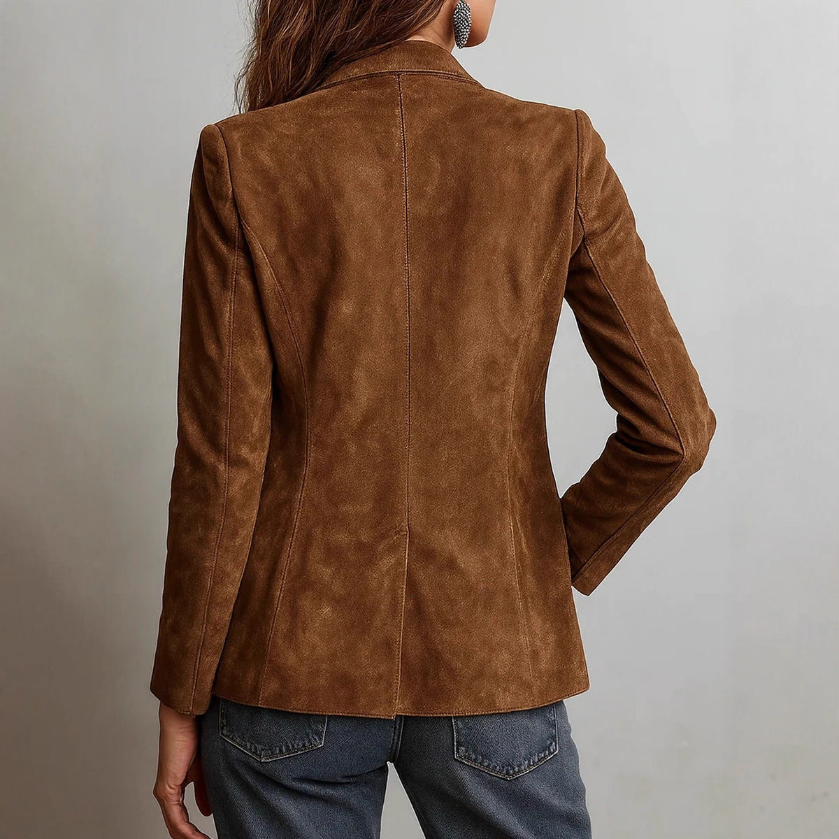Elegant Retro Suede Single-breasted Women's Jacket
