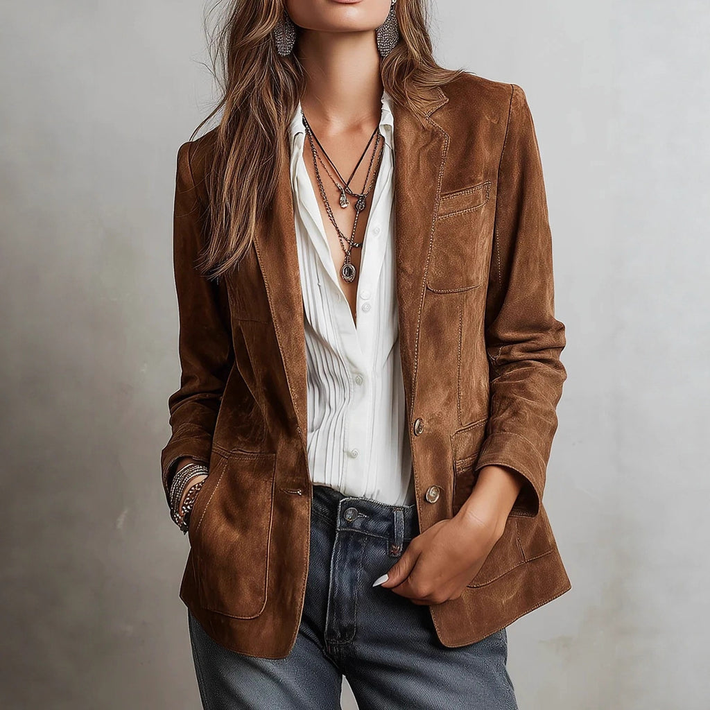 Elegant Retro Suede Single-breasted Women's Jacket
