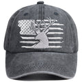 2pcs American Flag Deer Embroidered Baseball Cap - Vintage Washed Cotton Hat, Adjustable Unstructured Low Profile, Hunting Outdoor Cap For Men Women