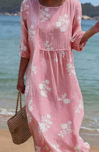 New Floral Art Print Casual Resort Dress